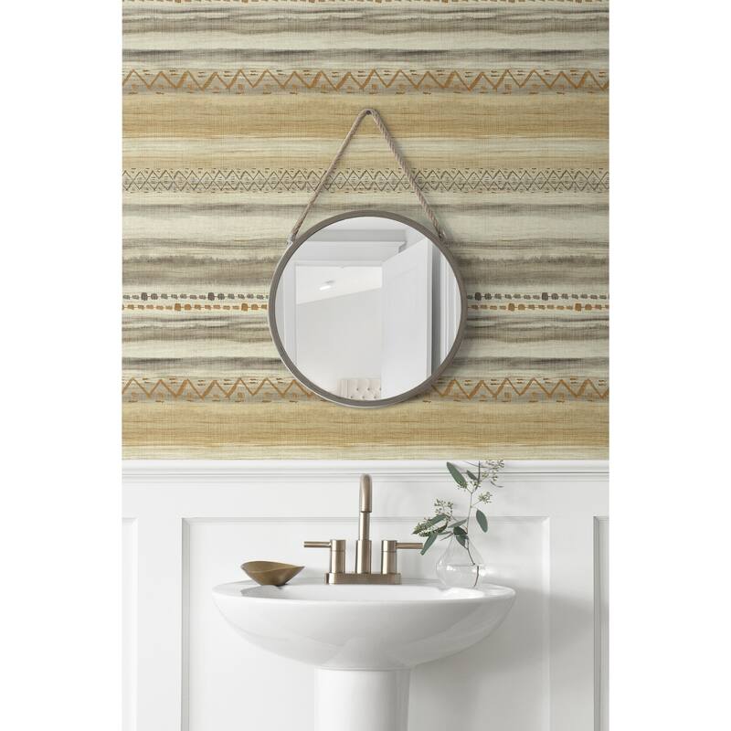 Seabrook Designs Trevino Tribal Stripes Unpasted Wallpaper