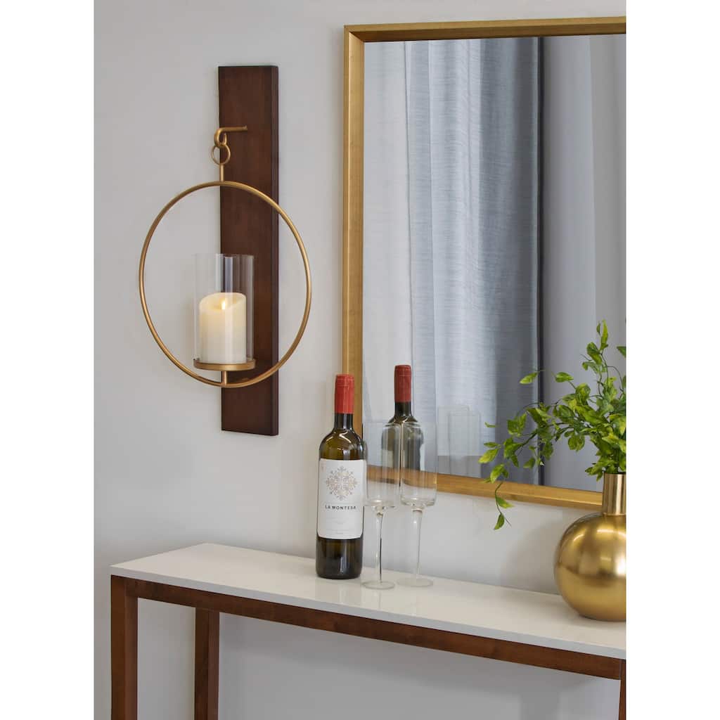 Kate and Laurel Maxfield Wood and Metal Wall Sconce - 13x24