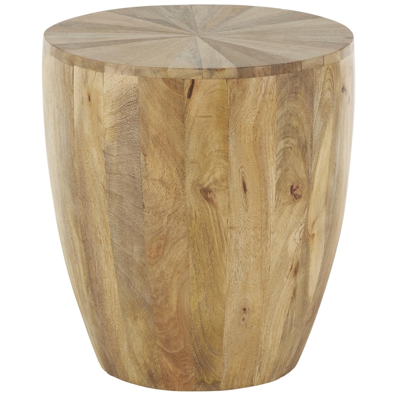 Mango Wood Handmade Drum Side End Accent Table - Brown - Roche River Decor - Brown