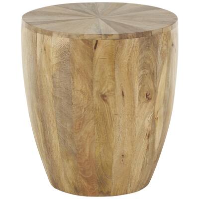 Mango Wood Handmade Drum Side End Accent Table - Brown - Roche River Decor