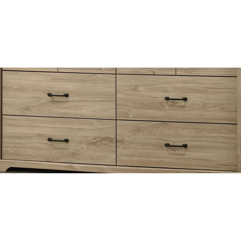Elara 57"W 6-Drawer Dresser with Black Handles