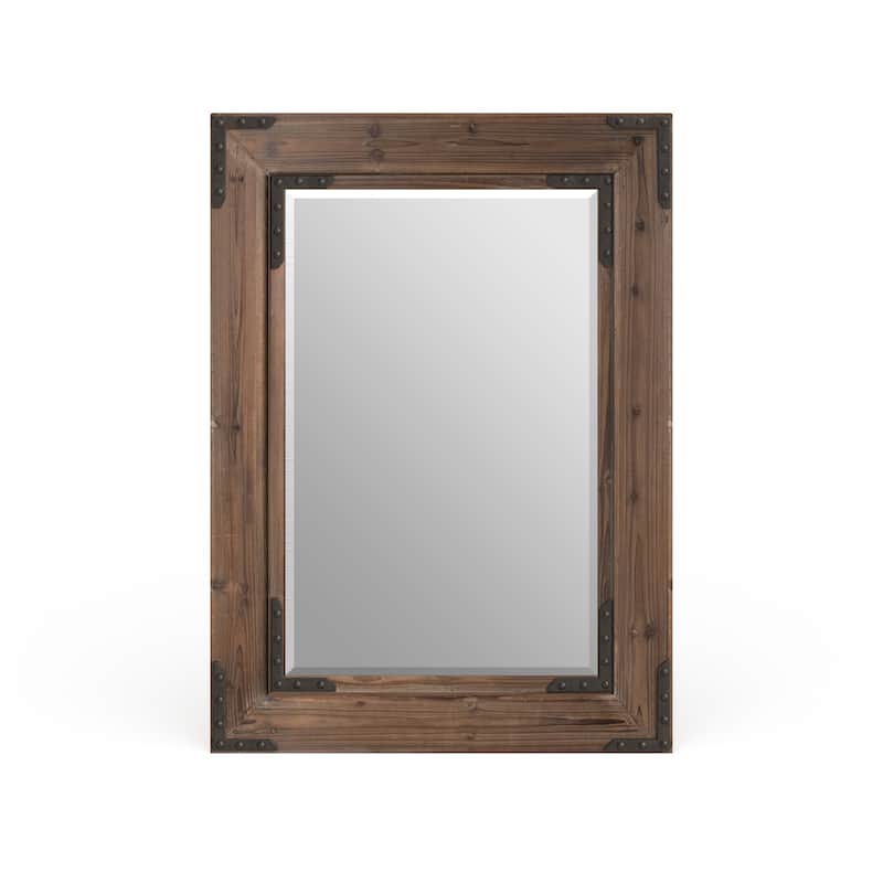 Allan Andrews Rectangular Wood Framed Wall Mirror with Black Iron Accents - 46.5"H x 34.75"W