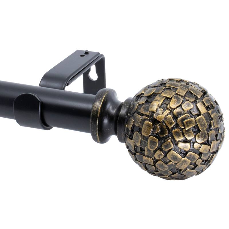 Meriville 1" Diameter Telescoping Single Window Treatment Curtain Rod, Fuso - Burnt Gold - 84"-120"