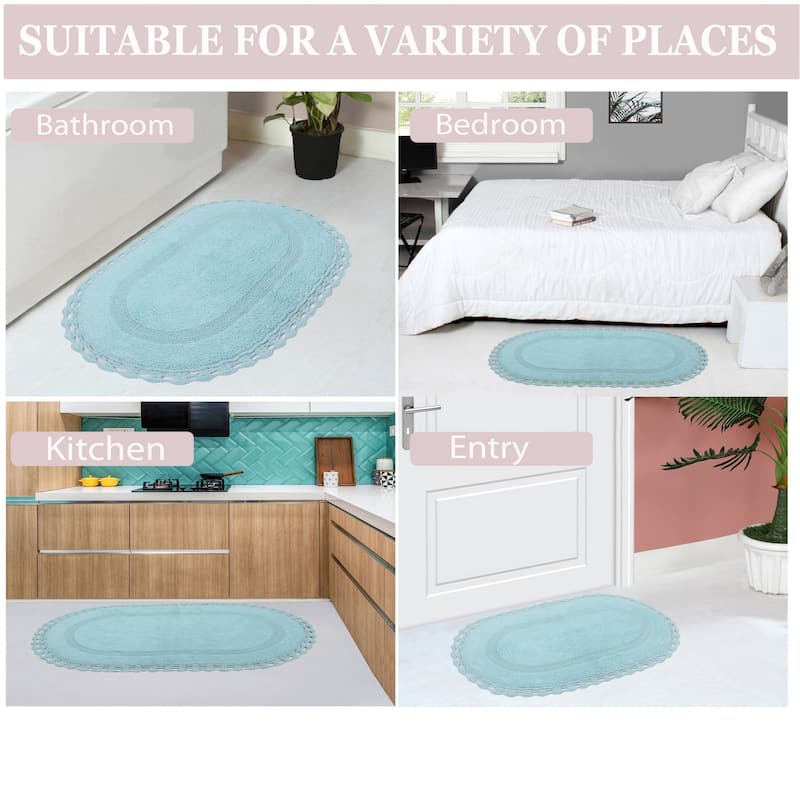 Hampton Contour Rug, Cotton Soft, Water Absorbent, Non Slip U Shape Contour Rug Machine Washable 20"x20" Contour