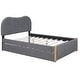 preview thumbnail 6 of 41, Upholstered Platform Bed with Twin Size Trundle Curved Wingback Bed