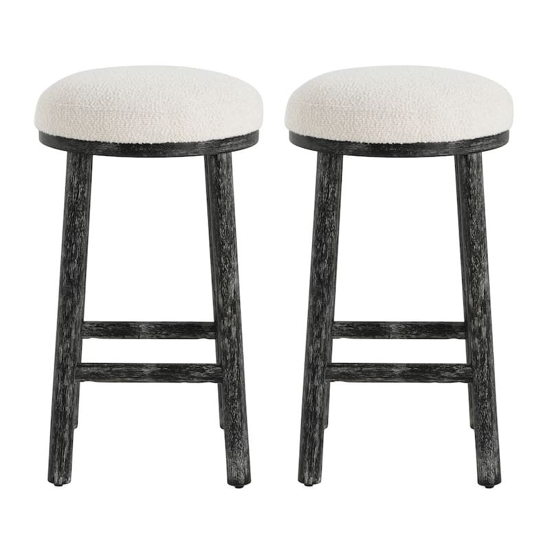 Christopher Knight Home - Riven Natural Rubberwood 27.36" Bar Stool Set - Black+Beige