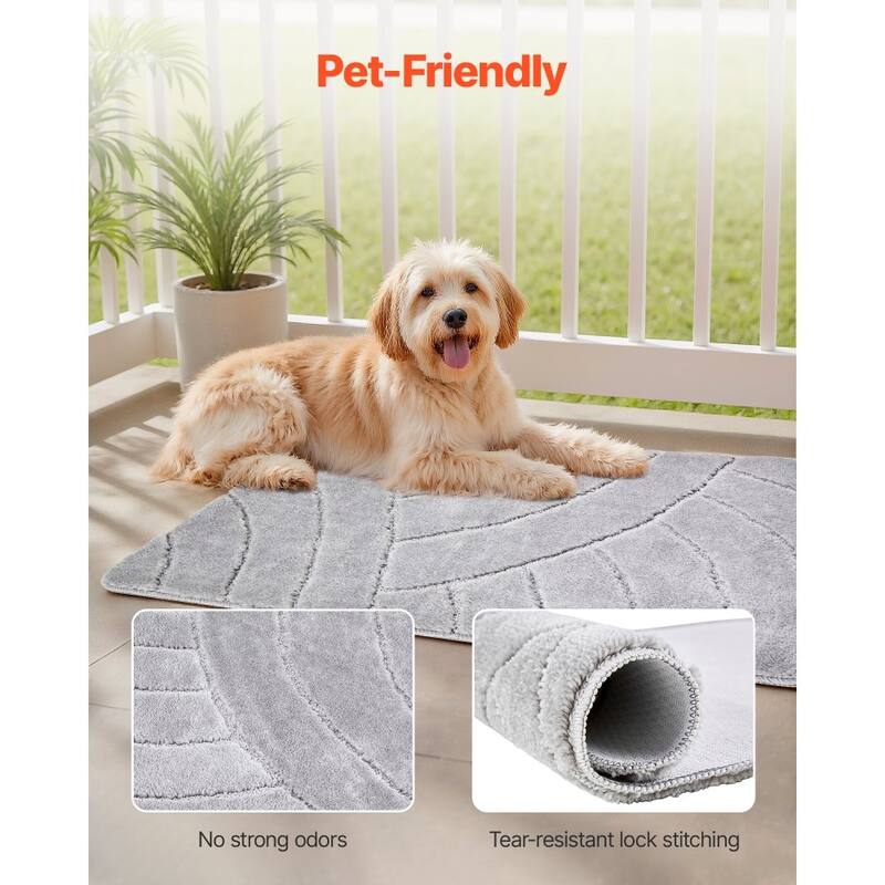 Grey Indoor Door Mat Polyester Rubber Non-Slip Absorbent 35x24in - 35.83 x 24.02 x 0.47 in