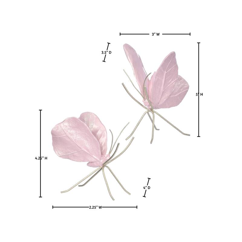 5" Resin And Metal Pearlized Butterfly Set of 2