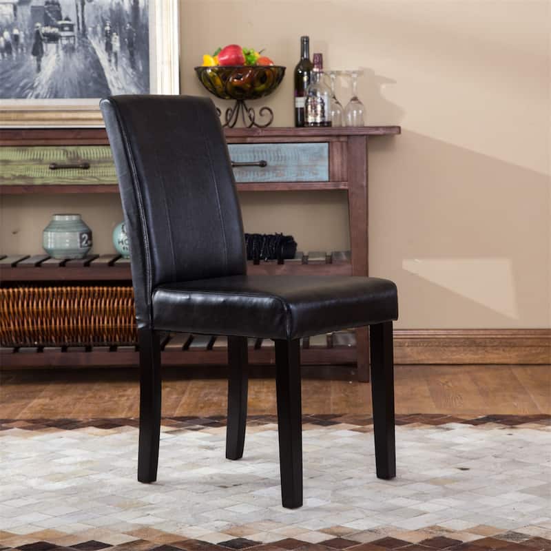 Urban Style Solid Wood Leatherette Padded Parson Chair, Set of 2