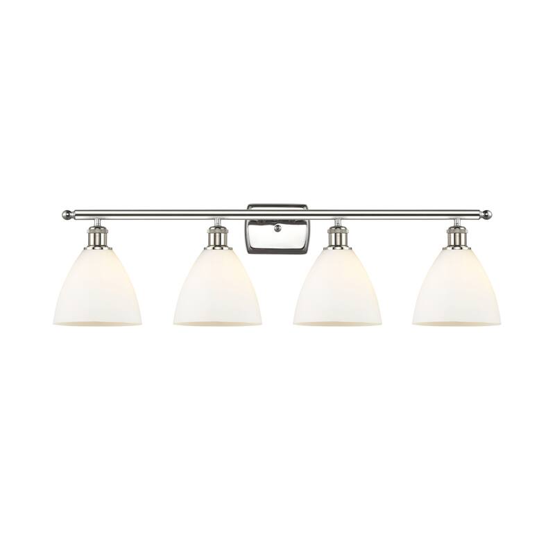 Innovations Lighting 516-4W-12-38 Bristol Vanity Bristol Glass 4 Light - Polished Nickel / Matte White