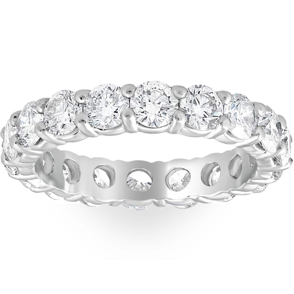 Platinum 3Ct Diamond Eternity Wedding Ring Lab Grown 14k White Gold