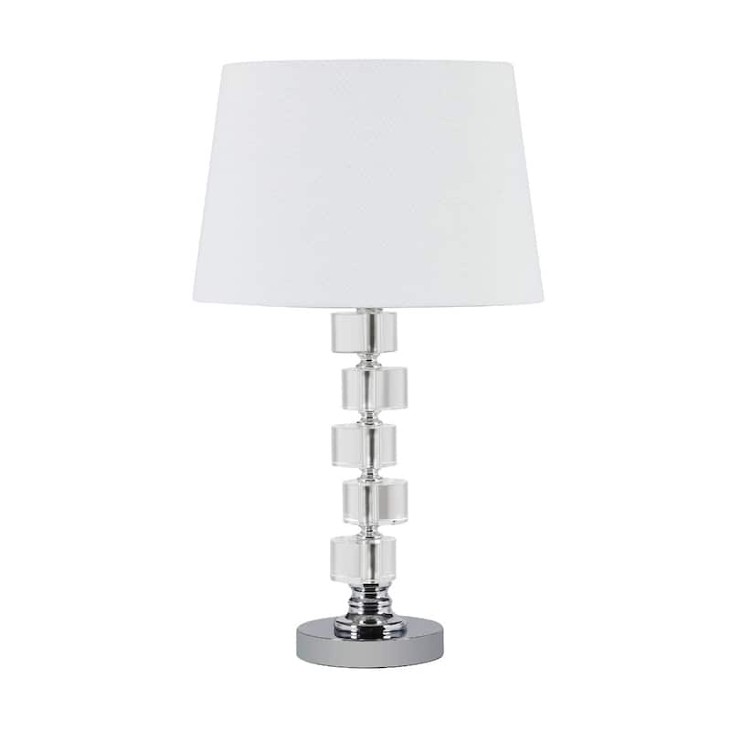 20" Silver Crystal Stacked Geo Cubes Table Lamp With White Classic Empire Shade - 12" x 12" x 20"