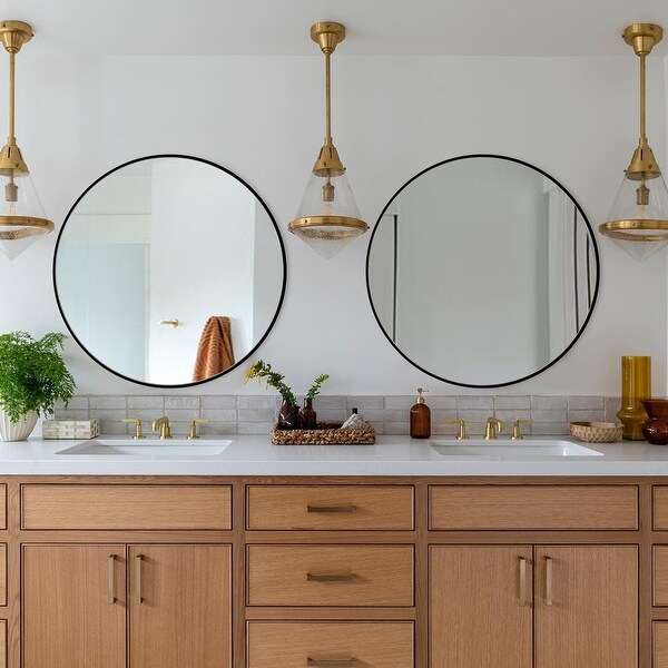 Round mirror with sconces cheap