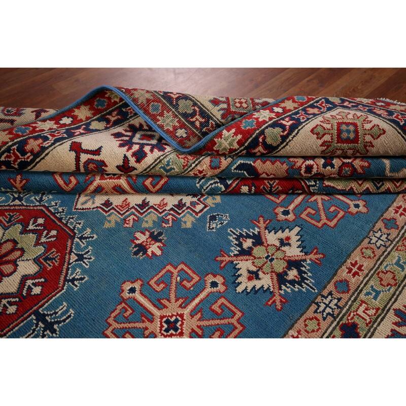 Blue Oriental Kazak Rug Hand-Knotted Wool Carpet - 6'7" x 10'0"
