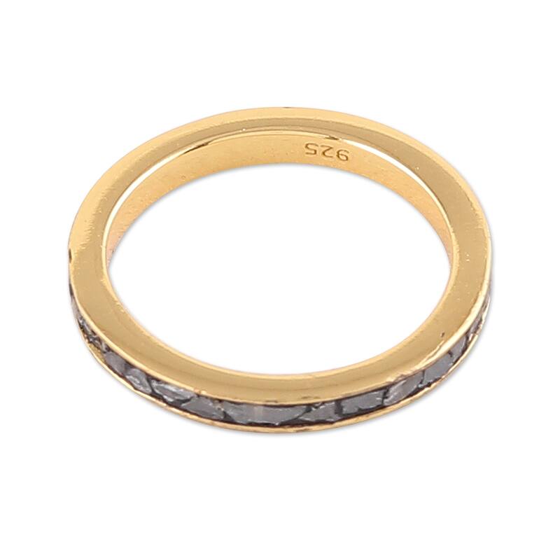 Novica Handmade Souls Glory Gold-Plated Quartz Pave Ring - 7