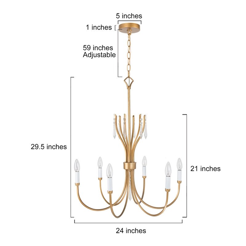 Modern Glam Gold 6-light French Candle Crystal Chandelier