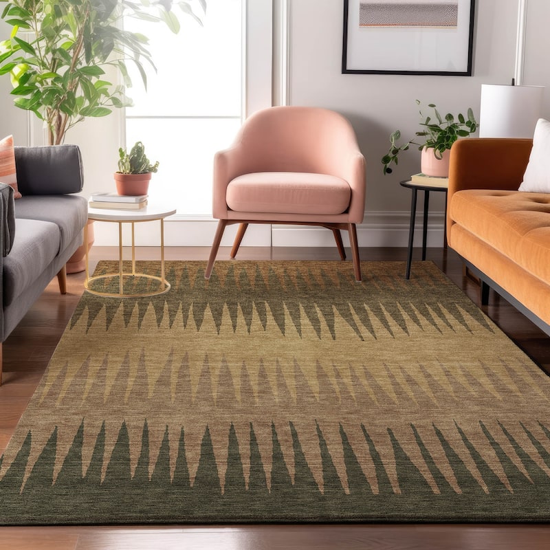 Premium Washable Super Soft Modern Spikes Mayfield Rug - Brown - 3' x 5'