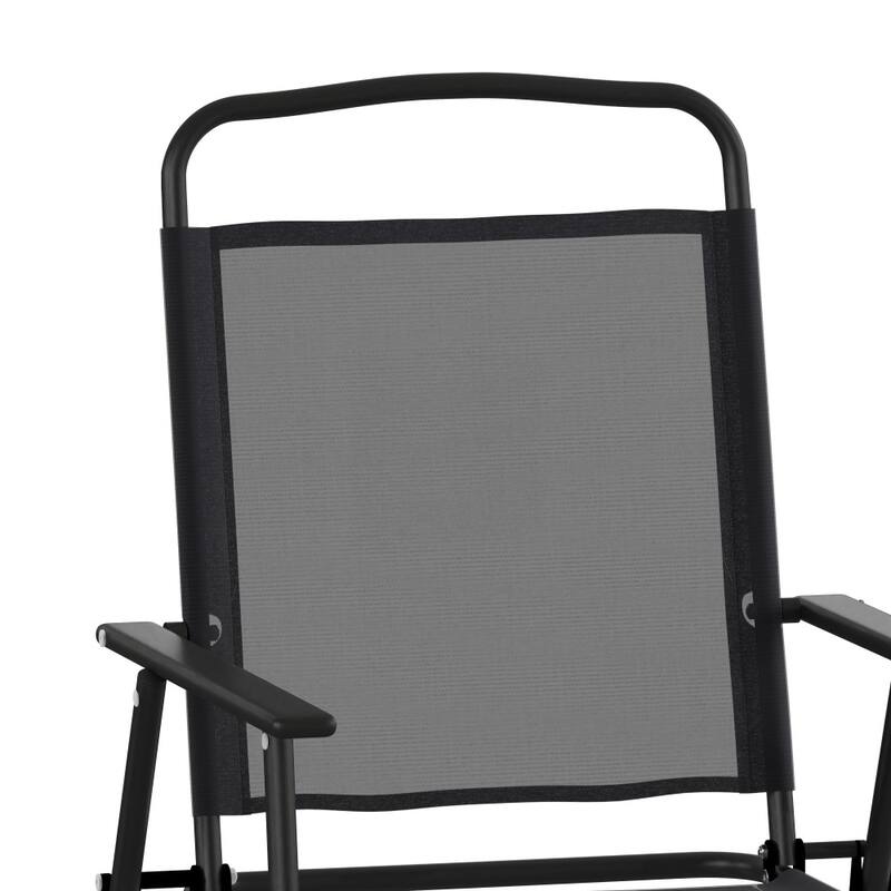 Set of 2 All-Weather Textilene Patio Sling Chairs with Armrests