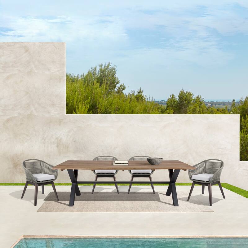 Glendora 94.5" Eucalyptus Solid Wood Indoor Outdoor Patio Live Edge Dining Table