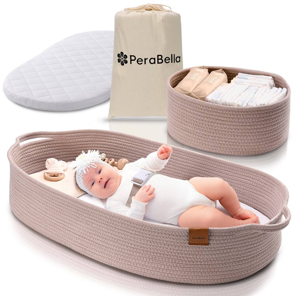 Baby Changing Basket for Baby Dresser, Moses Basket for Babies, Cotton Rope Diaper Changing Basket, Unisex Baby Moses Basket