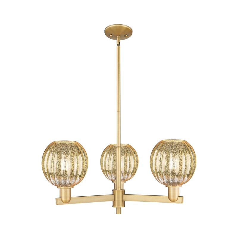 Innovations Lighting Downtown Urban - Preston - 3 Light 18" Globe Shade Stem Hung Chandelier - Mercury/Brushed Brass