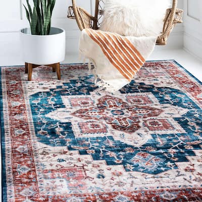 World Rug Gallery Distressed Traditional Machine Washable Area Rug