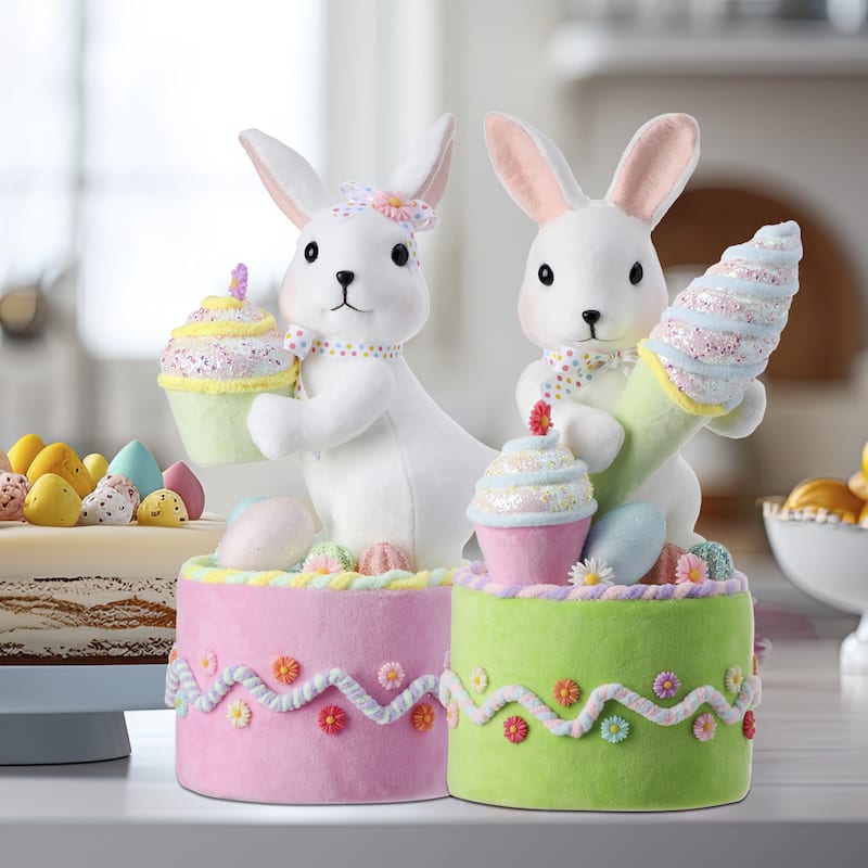 Styrofoam Confection Bunny On Cake 16" Set of 2 - 8.27
