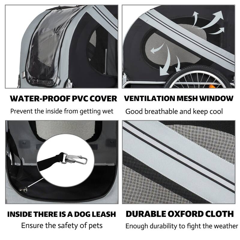 Large Folding Bike Trailer for Dogs, 100LB Capacity All-Terrain Pet Carrier for Cycling, Jogging, Camping & Outdoor Adventures