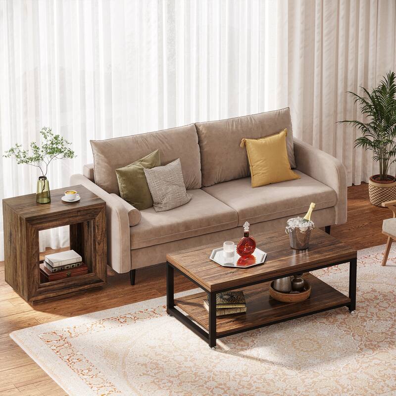 End Table, Side Table with Storage Shelf, Nightstand Bedside Table for Bedroom, Living Room, Entryway