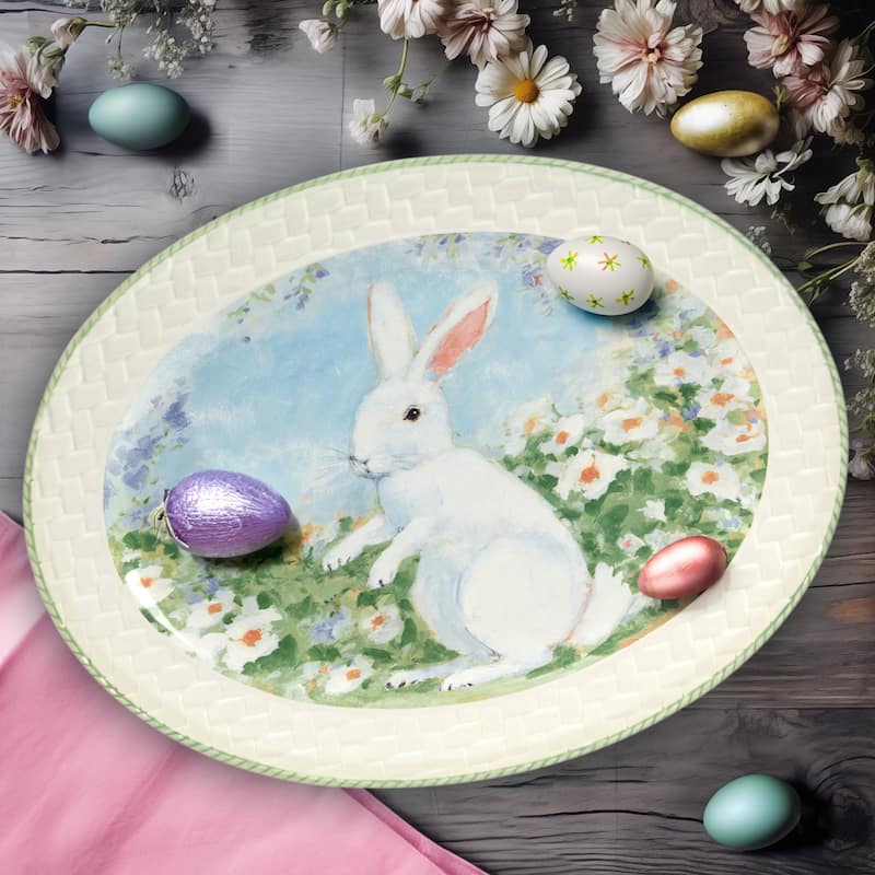 Certified International Easter Morning Oval Platter, 16" x 12" X 1.25" - 16" x 12" x 1.25"
