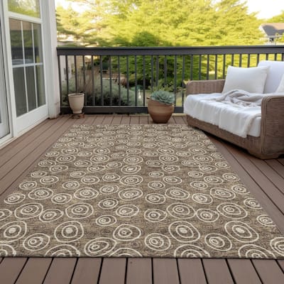 Machine Washable Indoor/ Outdoor Chantille Modern Bubbles Rug