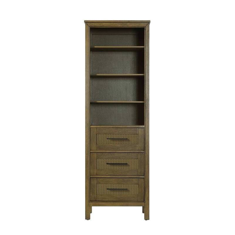 Winslow 16-28 Inch Open Shelving Bath Storage Cabinet - Hazel Oak - 24"