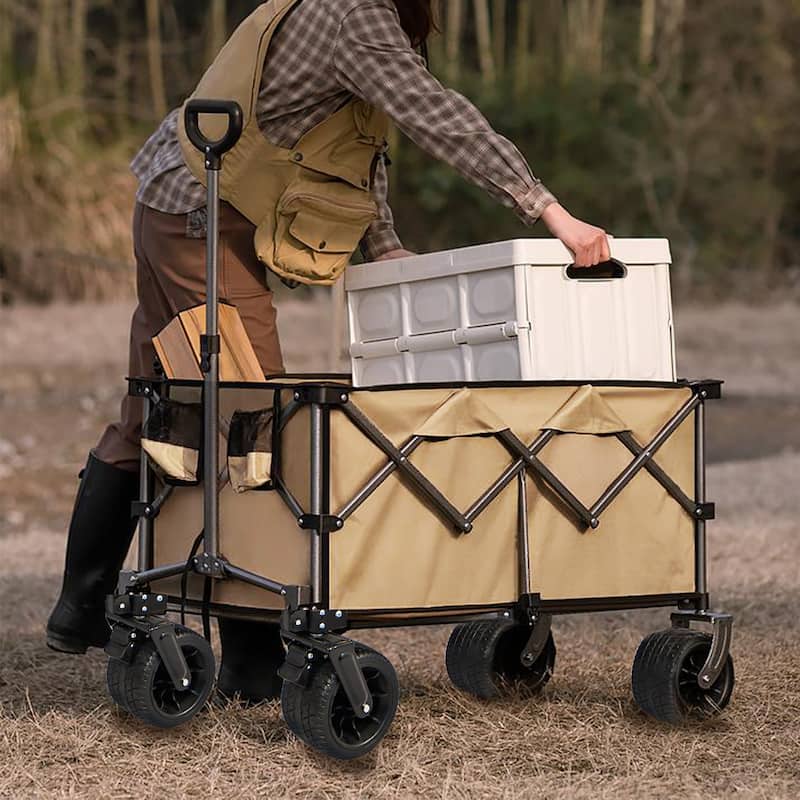 Push Pull Foldable Beach Wagon Cart
