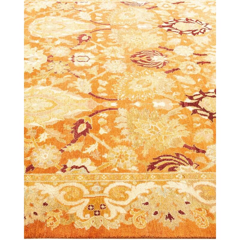Overton Hand Knotted Wool Vintage Inspired Modern Contemporary Eclectic Brown Area Rug - 6' 0" x 9' 1"