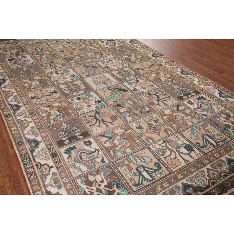Garden Design Bakhtiari Vintage Persian Area Rug Handmade Wool Carpet - 6'6" x 9'9"