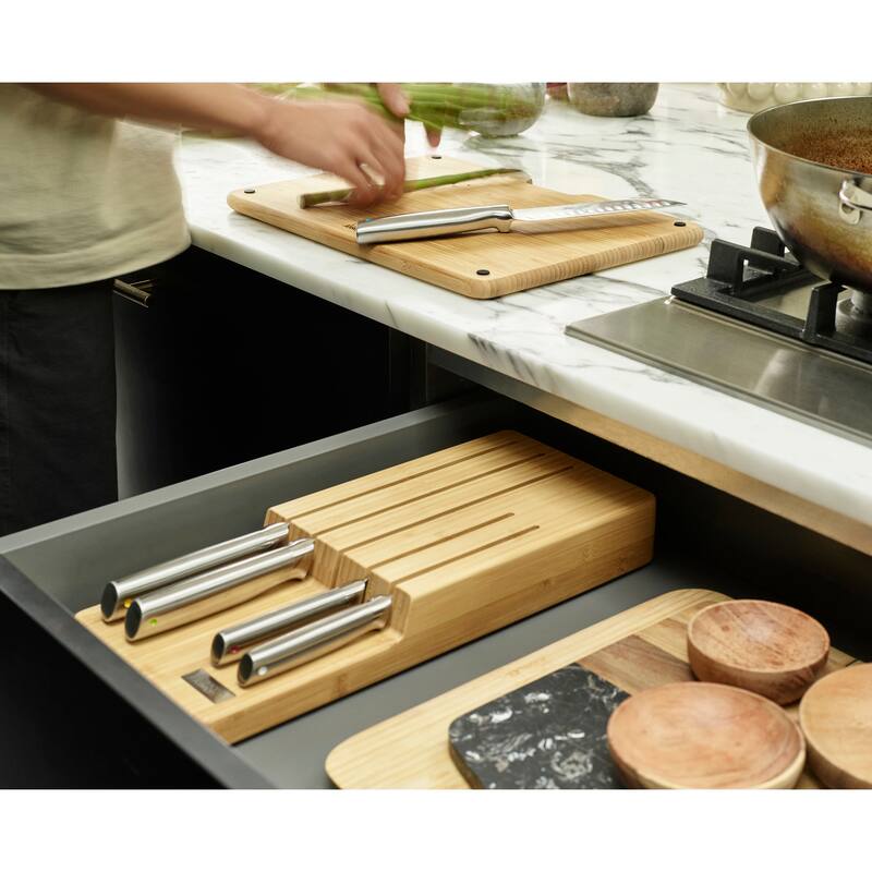Joseph Joseph Elevate Steel 5-piece Knife Set with In-drawer Bamboo Storage Tray