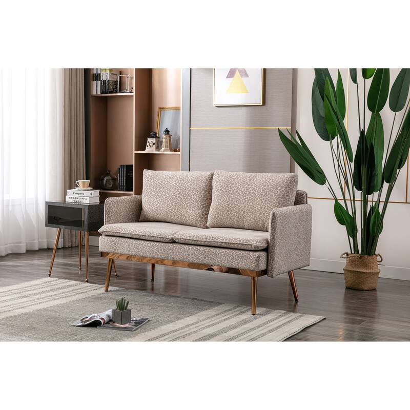 Polyester Upholstered Living Room loveseats sofa With Golden Legs