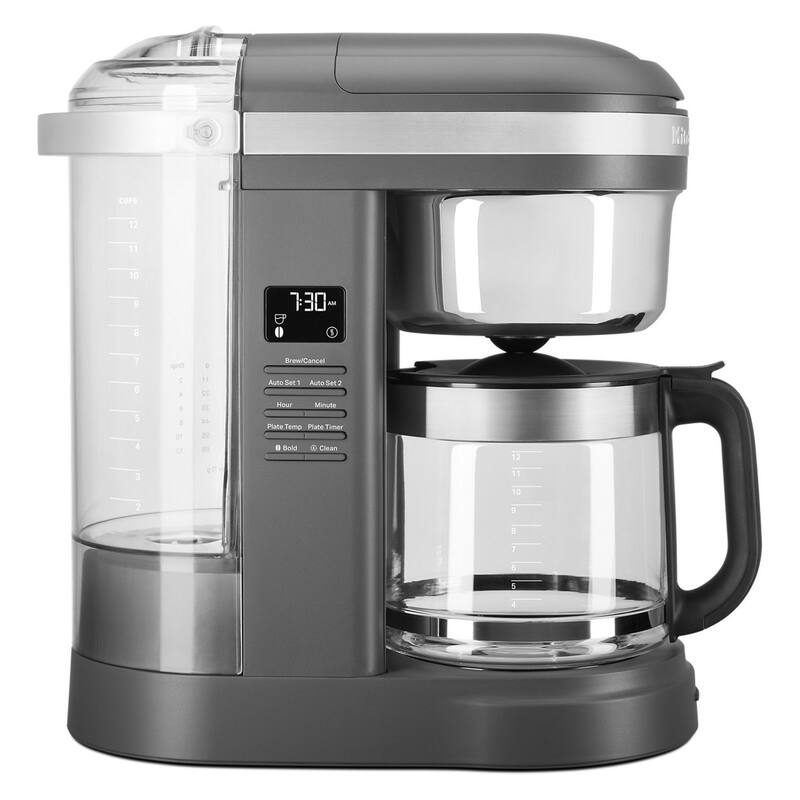 KitchenAid Refurbished 12 Cup Drip Coffee Maker with Spiral Showerhead and Programmable Warming Plate, RKCM1209DG