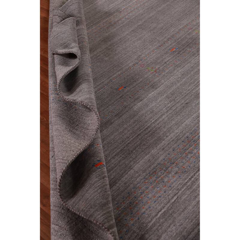 Hand Knotted Oriental 100% Wool Carpet Tribal Tribal Greys & Charcoal Gabbeh Area Rug - 9' 8'' X 7' 11''