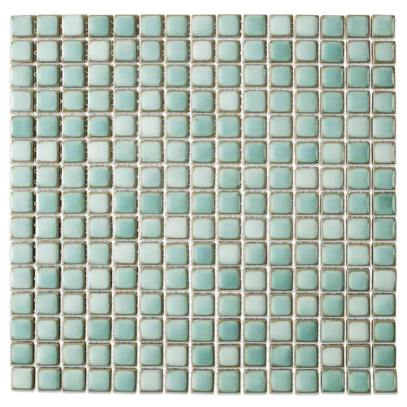 Merola Tile Hudson Edge Mint Green 12-1/4" x 12-1/4" Porcelain Mosaic Floor and Wall Tile
