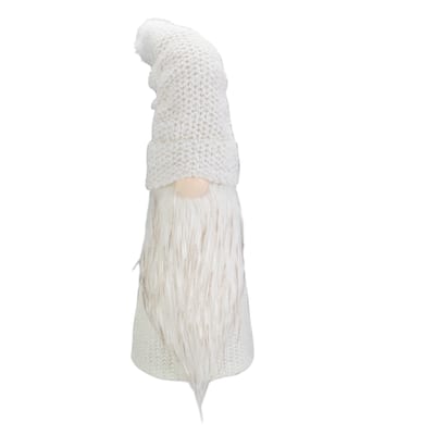 20" LED Lighted White Knit Gnome Christmas Figure