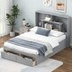preview thumbnail 1 of 28, Full Size Platform Bed with Storage Headboard and 2-Drawers, Grey Grey