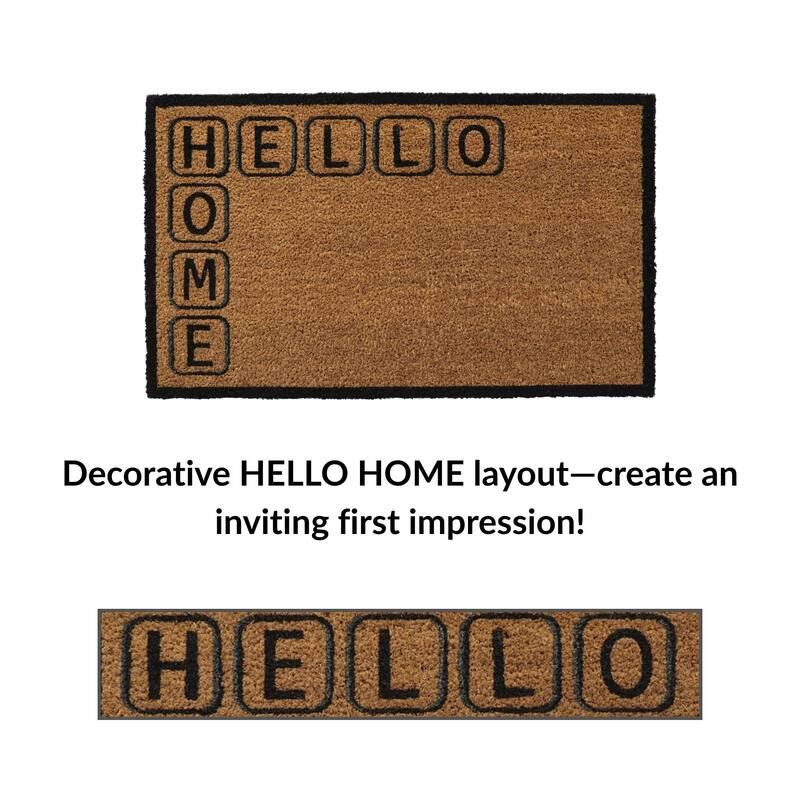HELLO HOME Coir Doormat 30x18 Inches