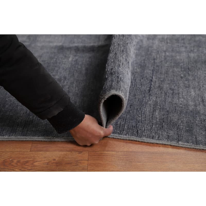 Blue Gabbeh Modern Area Rug Handmade Wool Carpet - 7'11"x 9'10"
