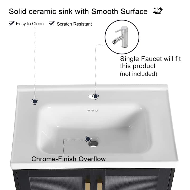 Malwee 28"/32" FreeStanding Bathroom Vanity, Floor Stand Bathroom Vanity with Ceramic Sink,Soft Close Door and Adjustable shelf