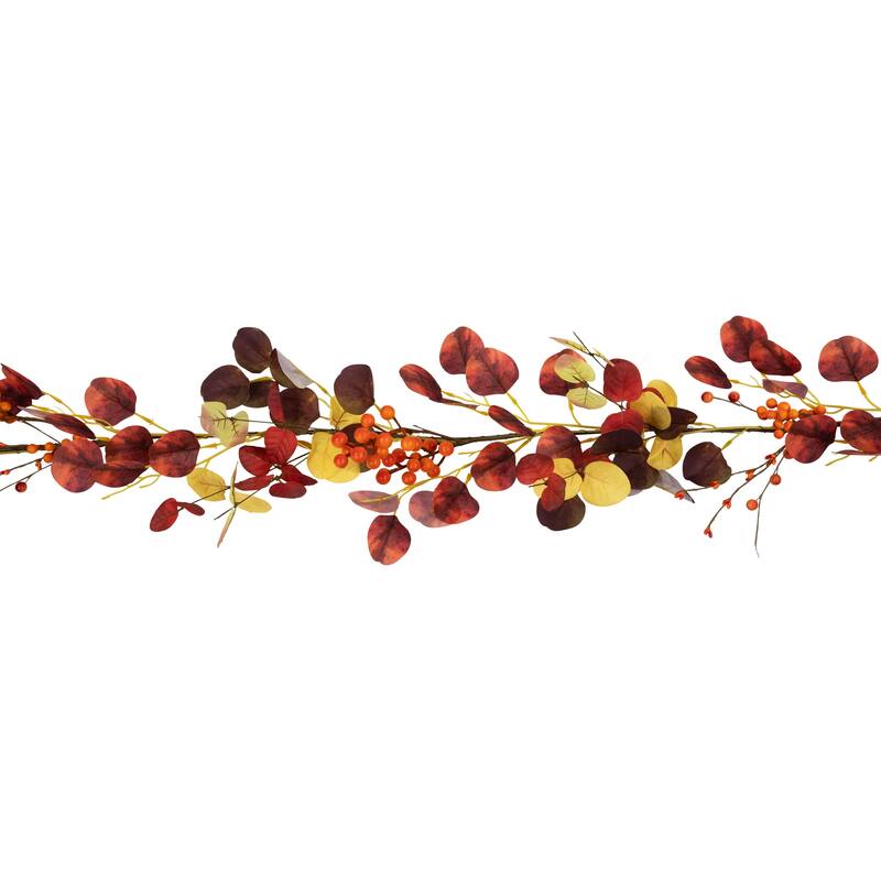 5' x 8" Berries Maple Leaves Artificial Fall Harvest Garl, Unlit