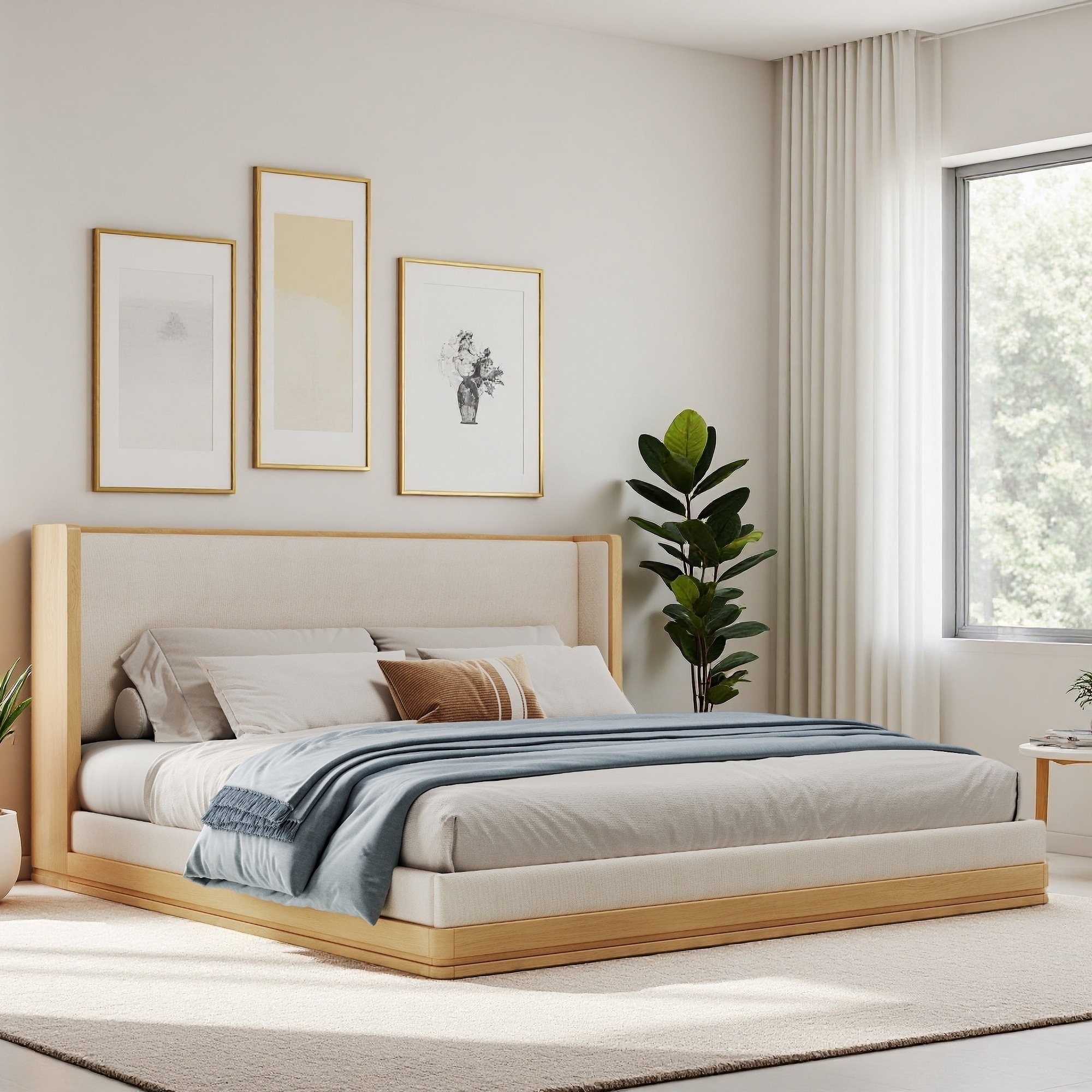 Wood Platform Bed with Modern Style