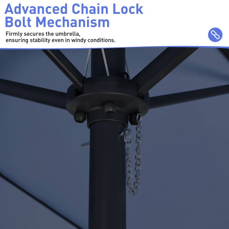 Ainfox 10ft Solar Patio Umbrella 40 LED Lighted and Umbrella Base, Strip Lights Outdoor Market Table Umbrella