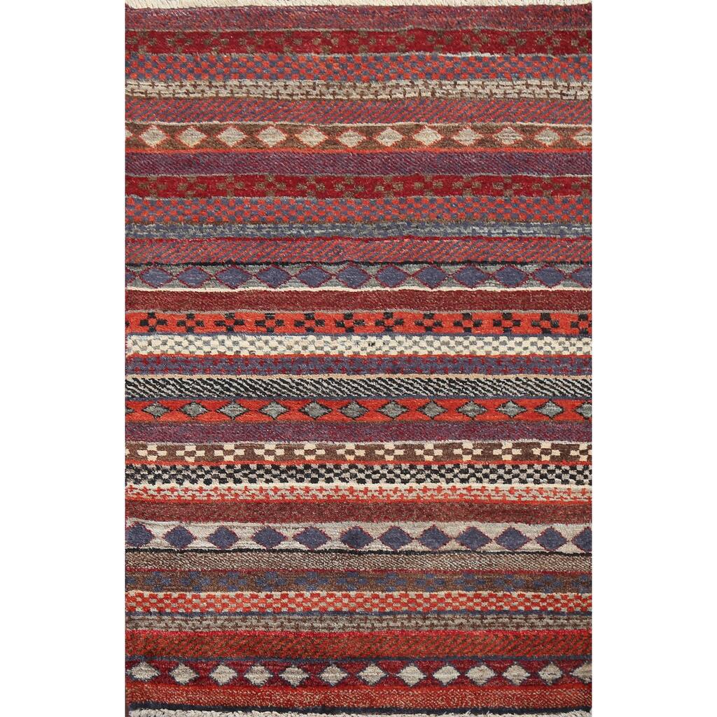Geometric Tribal Gabbeh Kashkoli Oriental Area Rug Wool Hand-knotted - 2'8" x 4'1"