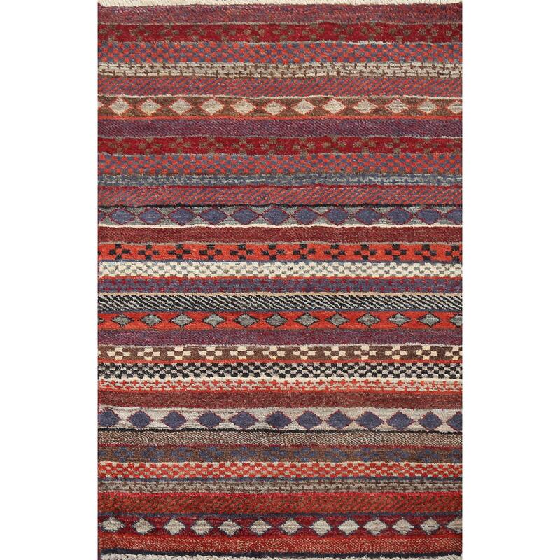 Geometric Tribal Gabbeh Kashkoli Oriental Area Rug Wool Hand-knotted - 2'8" x 4'1"